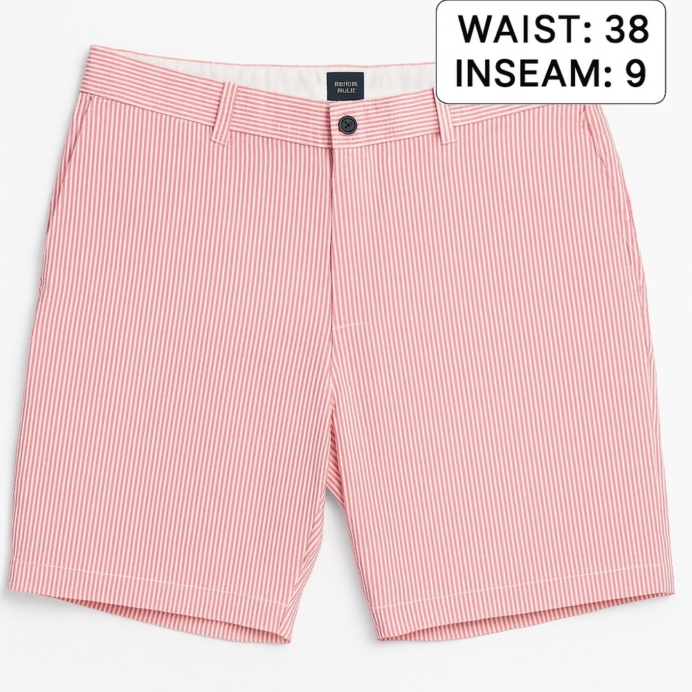 J. Crew Red Seersucker Men Shorts - 38 - 9 inches length